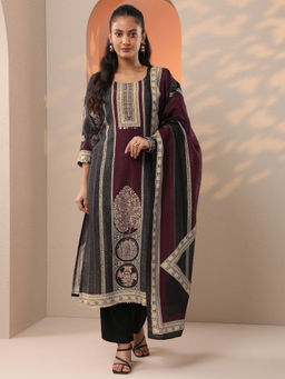 Libas - Multi-Color Ethnic Printed Straight Kurta with Pant and Dupatta