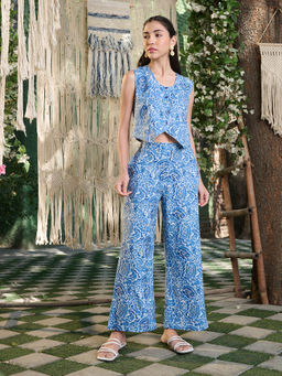 Stylum - Blue Floral Printed Rayon Co-Ord Set