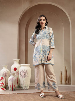 Stylum - Beige Paisley Printed Cotton Blend Co-Ord Set