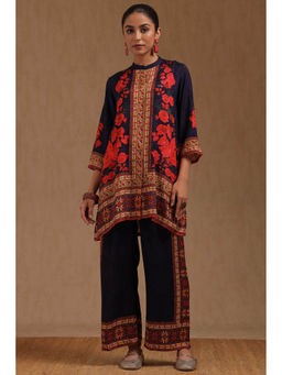 Soch - Women Navy Blue Muslin Floral Print Co-Ord Set