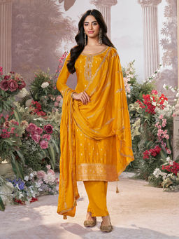 Seerat - Yellow Embroidered Kurta with Pant and Dupatta