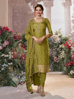 Seerat - Green Embroidered Kurta with Pant and Dupatta