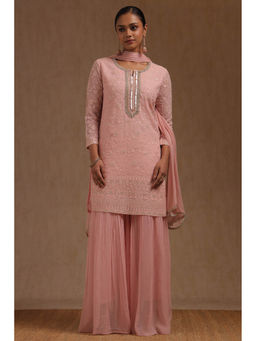 Soch - Pink Embroidered Sequins Kurta with Sharara and Dupatta
