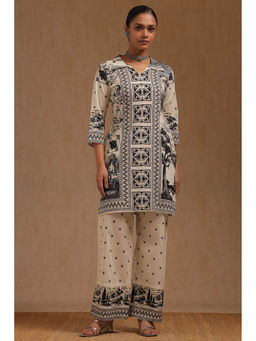 Soch - Women Cream Pure Cotton Botanical Print Co-Ord Set