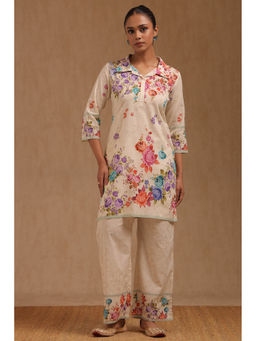 Soch - Women Cream Pure Cotton Floral Print Co-Ord Set