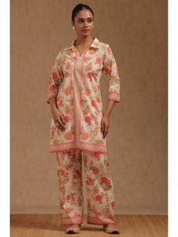 Soch - Women Cream Pure Cotton Floral Print Co-Ord Set