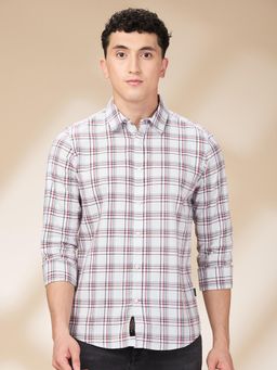 Being Human - Men Cotton Blend Checks Full Sleeves Slim Fit White Casual Shirt