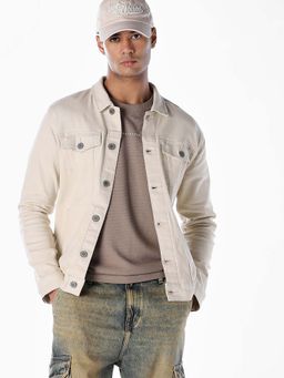 Jack & Jones - Beige Cotton Blend Regular Jacket
