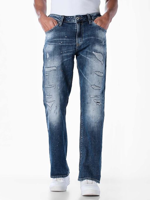 Jack & Jones Blue Cotton Blend Jeans