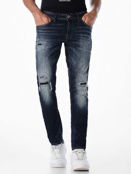 Jack & Jones - Blue Cotton Blend Jeans