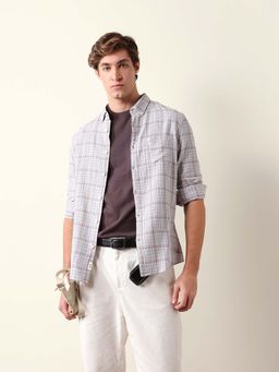 The Bear House - Grey Cotton Slim Shirt