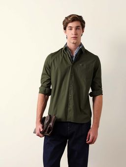 The Bear House - Olive Cotton Slim Shirt