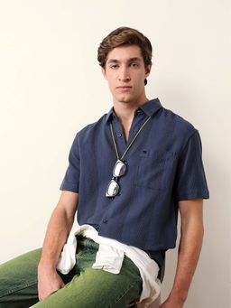 The Bear House - Blue Cotton Relaxed Shirt