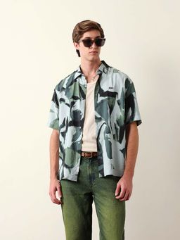 The Bear House - Green Viscose Oversized Shirt
