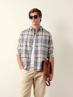 The Bear House - Blue Cotton Regular Shirt