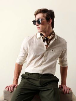 The Bear House - Beige Cotton Slim Shirt
