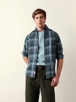 The Bear House - Teal Cotton Slim Shirt