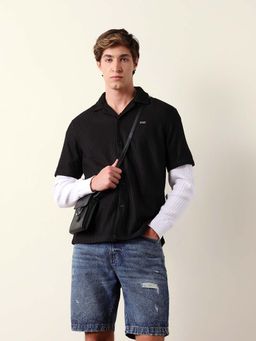 The Bear House - Black Lycra Relaxed Shirt