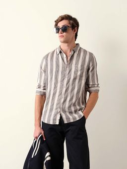 The Bear House - Beige Viscose Regular Shirt