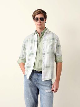 The Bear House - Green Cotton Slim Shirt