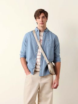 The Bear House - Blue Cotton Slim Shirt