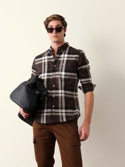 The Bear House - Brown Cotton Slim Shirt