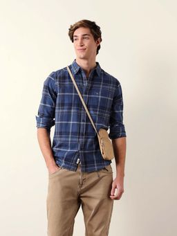 The Bear House - Blue Cotton Regular Shirt
