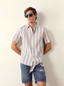 The Bear House - Grey Cotton Regular Shirt