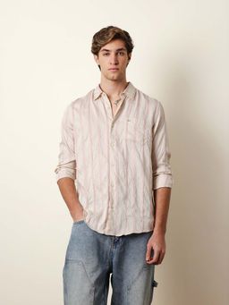 The Bear House - Pink Viscose Slim Shirt