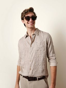 The Bear House - Cream Viscose Slim Shirt