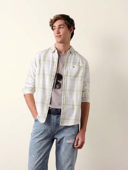 The Bear House - Green Cotton Regular Shirt