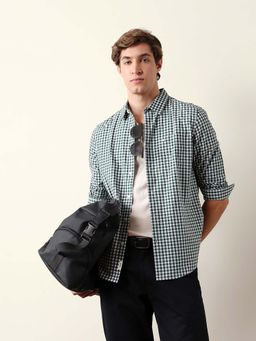 The Bear House - Green Cotton Slim Shirt