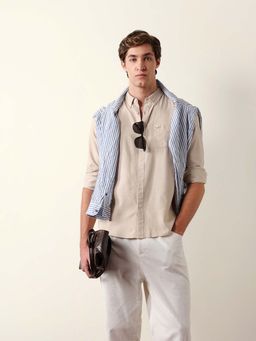 The Bear House - Beige Cotton Slim Shirt