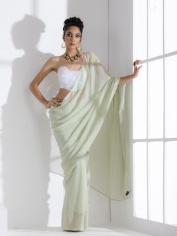Swtantra - Macha Georgette Saree with Unstitched Blouse