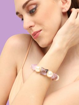 Sohi - Women Gold-Plated Purple Link Bracelet