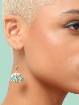 Sohi - Blue Gold-Toned Contemporary Gold Plated Drop Earrings