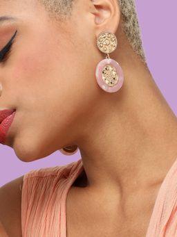 Sohi - Pink Gold-Plated Contemporary Drop Earrings