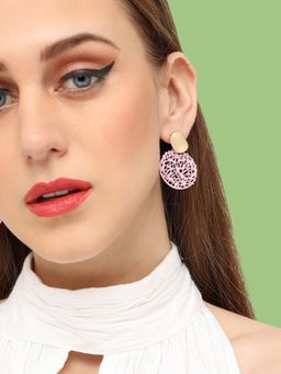 Sohi - Purple Gold-Plated Circular Drop Earrings