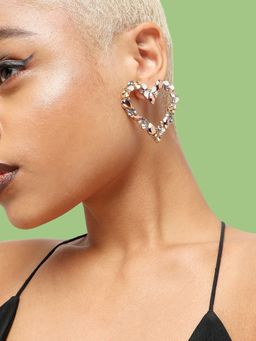 Sohi - Beige Grey Contemporary Gold Plated Studs Earrings