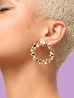 Sohi - Women Gold Plated Contemporary Studs Earrings