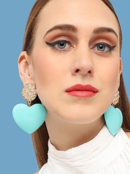 Sohi - Turquoise Blue Gold-Plated Contemporary Drop Earrings