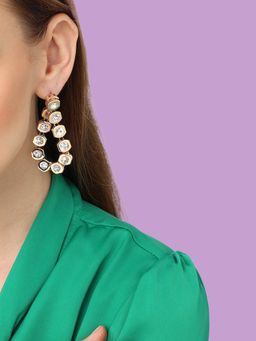 Sohi - Gold Plated Contemporary Drop Earrings