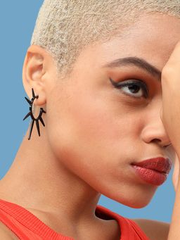 Sohi - Gold Plated Black Contemporary Drop Earrings