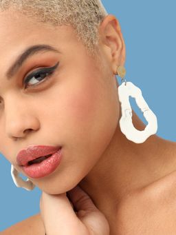 Sohi - Women Gold Plated White Contemporary Drop Earrings