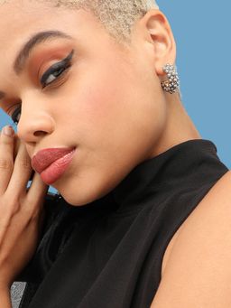 Sohi - Women Gold Plated Grey Geometric Half Hoop Earrings