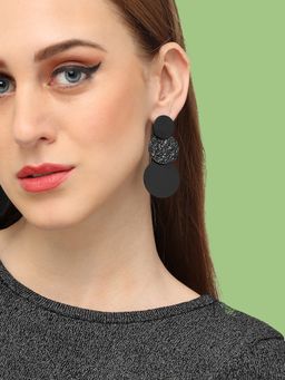 Sohi - Black Gold-Plated Circular Drop Earrings