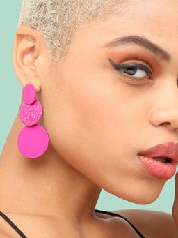 Sohi - Gold Plated Pink Contemporary Drop Earrings