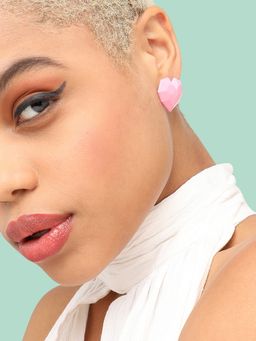 Sohi - Pink Gold Plated Contemporary Studs Earrings