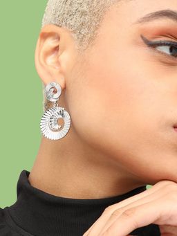 Sohi - Silver-Plated Contemporary Drop Earrings