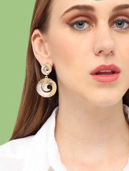 Sohi - Gold Plated Contemporary Drop Earrings